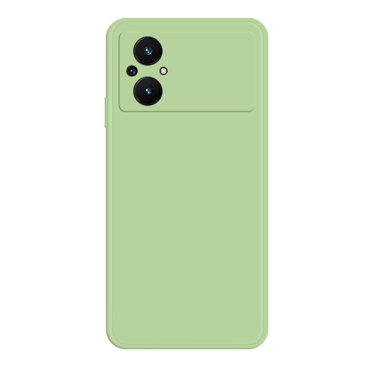 Matcha green liquid silicone phone case with dual camera cutouts on back