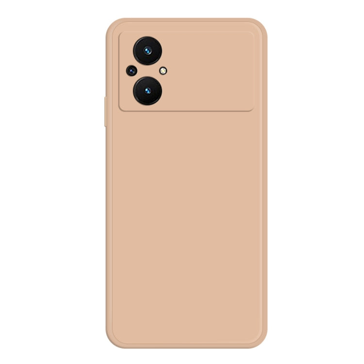 Apricot liquid silicone phone case with dual camera cutouts on back