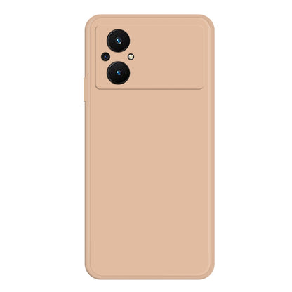 Apricot liquid silicone phone case with dual camera cutouts on back