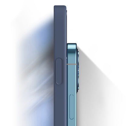 Blue imitation liquid silicone phone case, side buttons and charging port opening