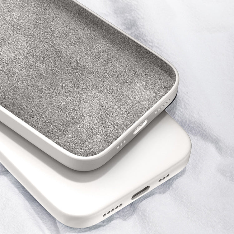 White imitation liquid silicone phone case with bottom speaker and charging cutouts