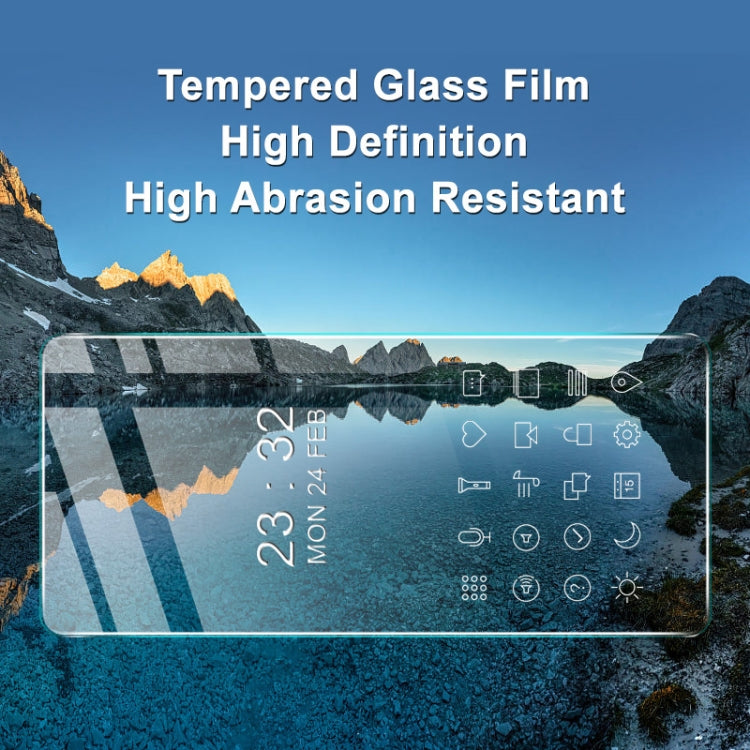 Tempered glass film screen protector covering a smartphone display, clear