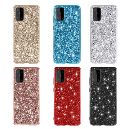 Glitter TPU phone cases assortment in gold, blue, silver, rose gold, red, and black