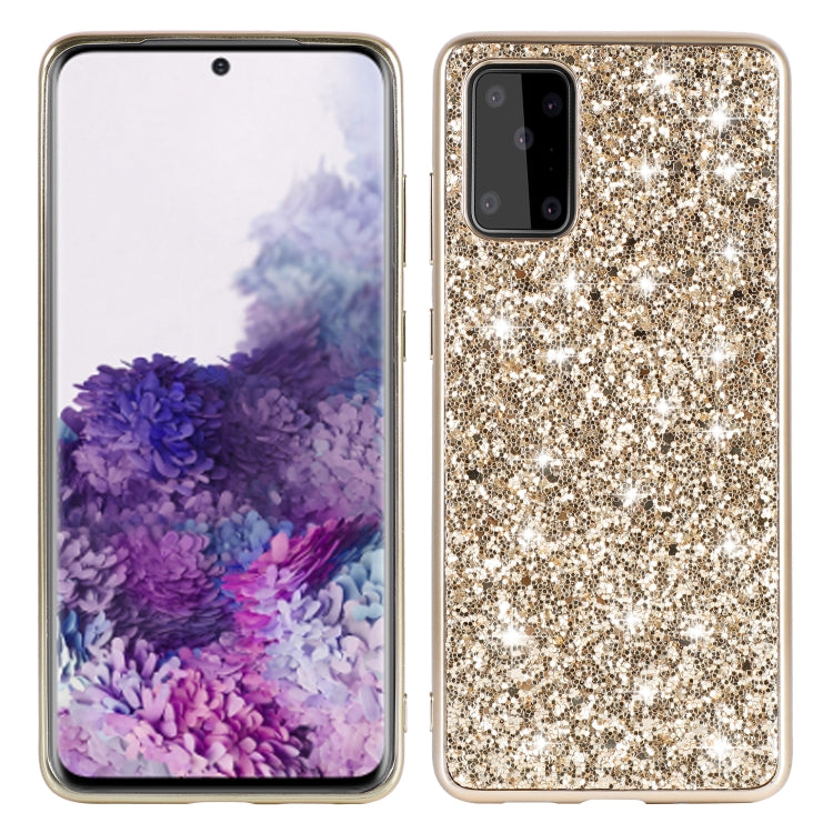 Gold glitter TPU protective phone case with camera cutout and shockproof corners