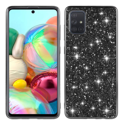 Black glitter TPU protective phone case with raised edges and camera cutout
