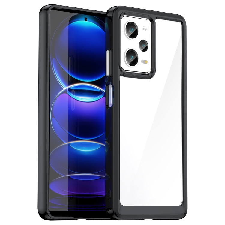 Black phone case with clear back panel and camera cutouts for Xiaomi Redmi Note 12 Pro 5G