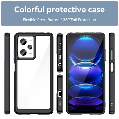 Colorful protective phone case shown front, back, and side with camera and button cutouts