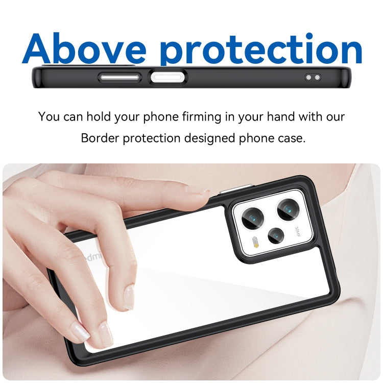 Black phone case with raised border, camera cutout, and side button openings for Xiaomi Redmi Note 12