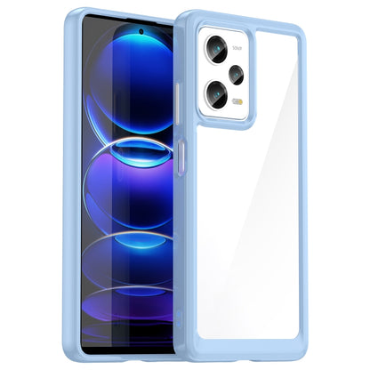 Light blue phone case with clear back panel and dual camera cutouts for Xiaomi Redmi Note 12 Pro 5G