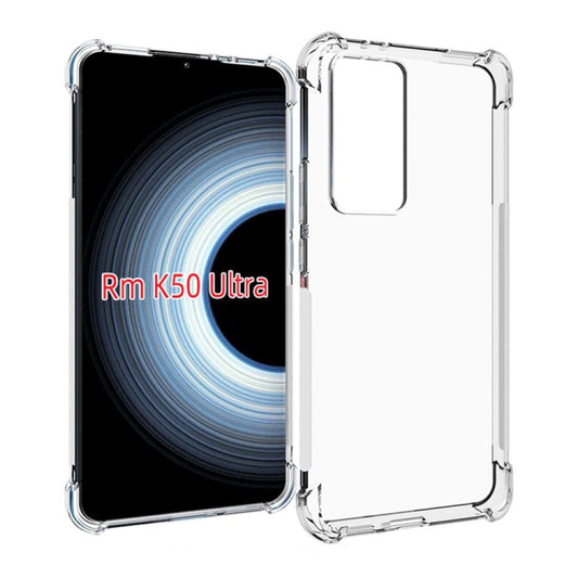 Clear TPU phone case with raised edges and button cutouts, shockproof protective shell