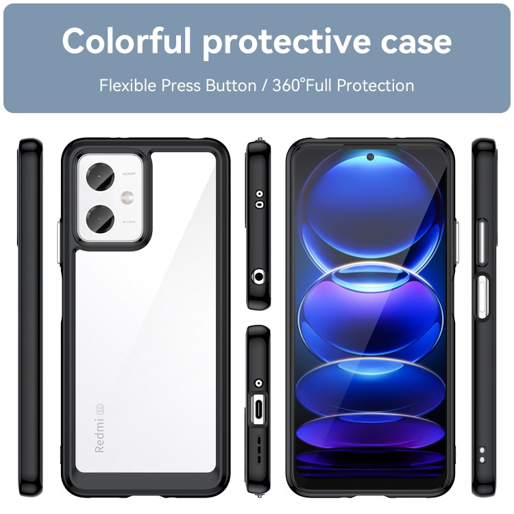 Black protective acrylic TPU phone case with side buttons and camera openings