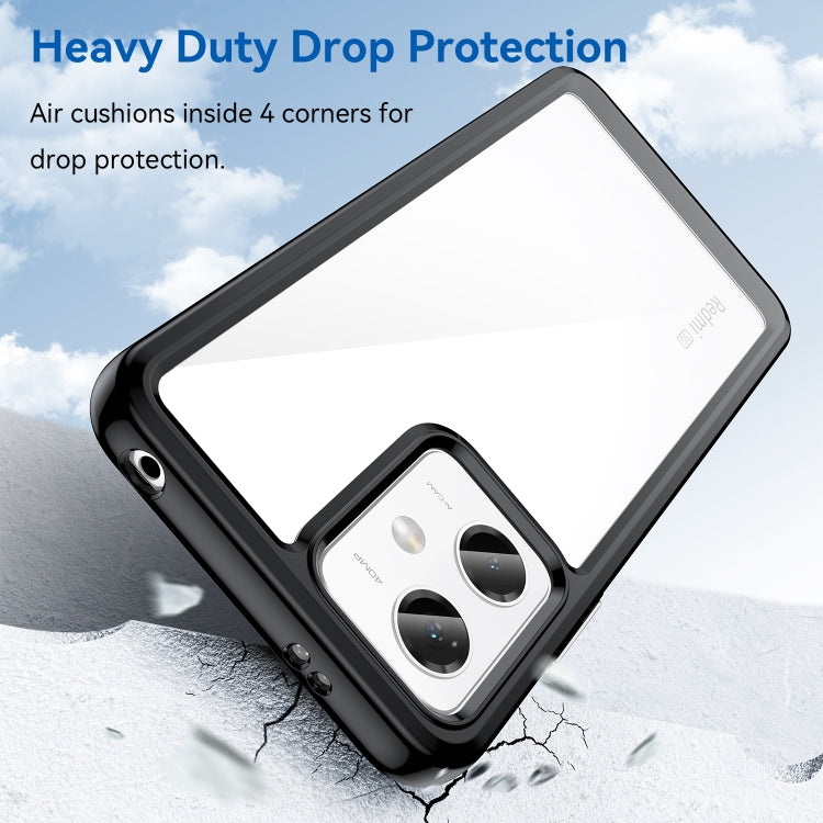 Black rugged acrylic TPU phone case with raised corner and dual camera cutouts