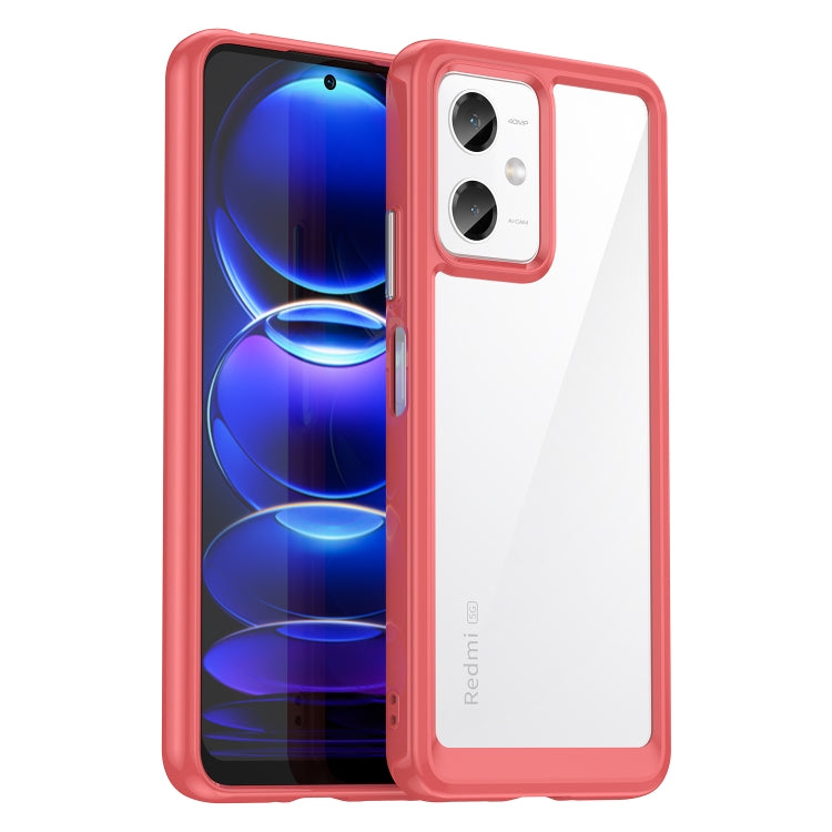 Red acrylic TPU phone case with dual camera cutouts for Xiaomi Redmi Note 12