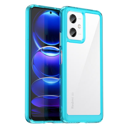 Transparent blue acrylic TPU phone case with dual camera cutouts for Xiaomi Redmi Note 12