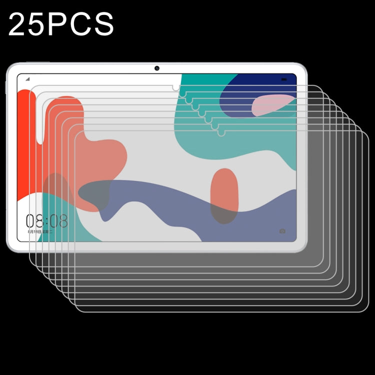 Tablet screen protector set, 25-pack tempered glass films with stacked covers