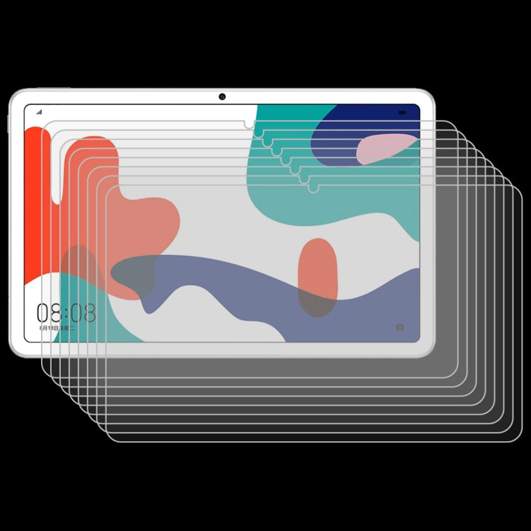 Tablet tempered glass protector set with layered films behind the screen