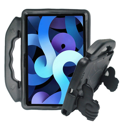 Children anti-falling tablet protective case in dark gray/black with front screen cover and kickstand