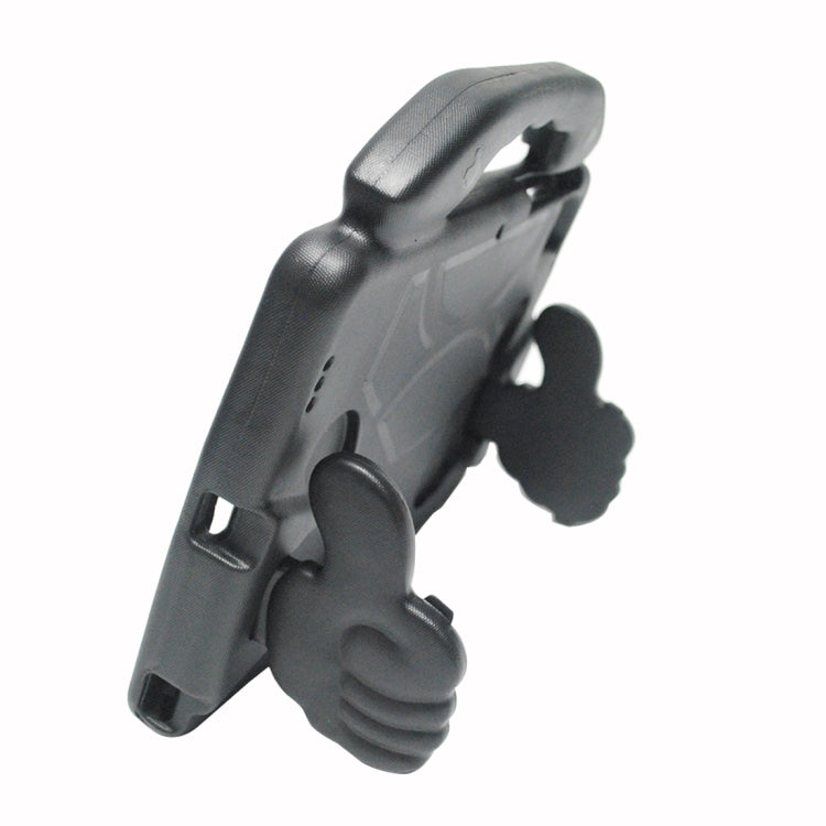 Children tablet protective case in dark gray/black with rear corner protection and stand