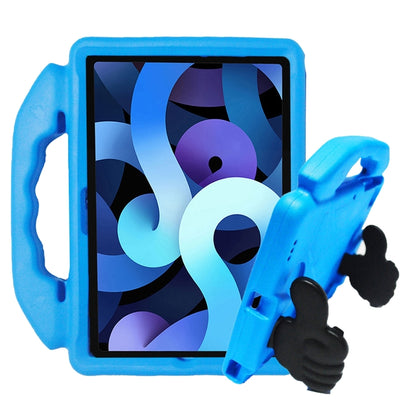Children anti-falling tablet protective case in blue with screen cover and front kickstand
