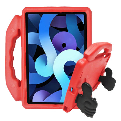 Children anti-falling tablet protective case in red with screen cover and front kickstand