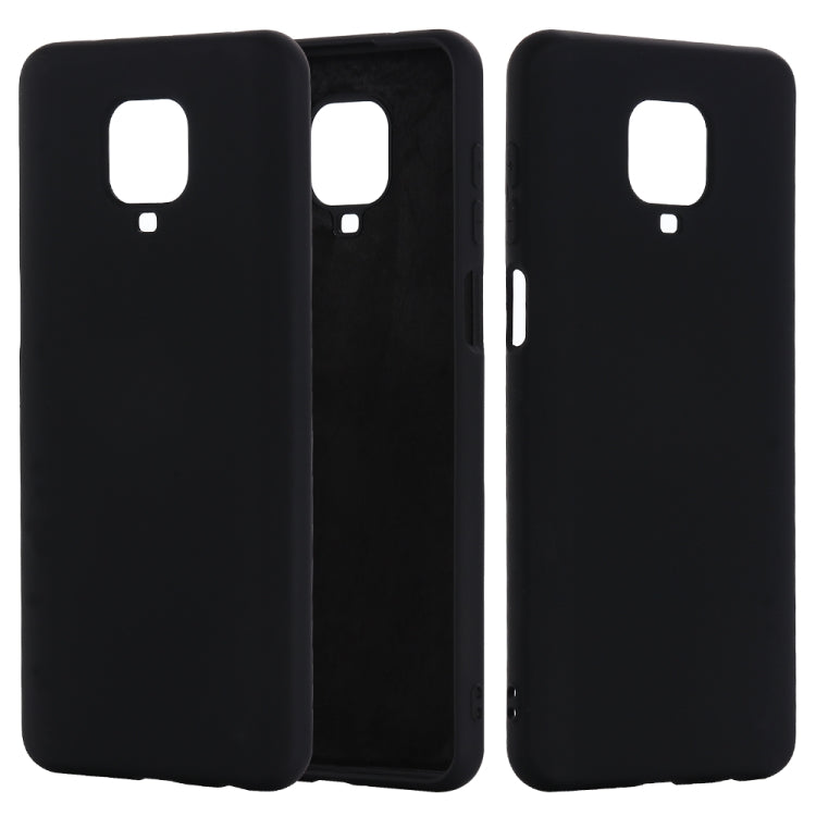Black liquid silicone full-coverage phone cover with camera cutout and side openings