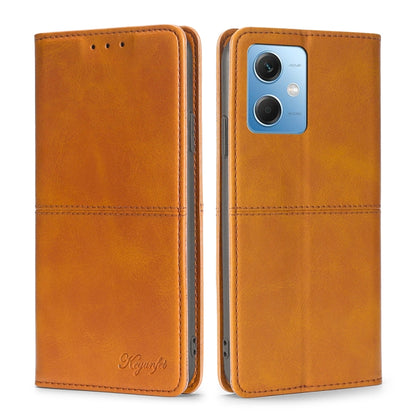 Cow-texture leather phone case with magnetic folio cover, tan with camera cutout