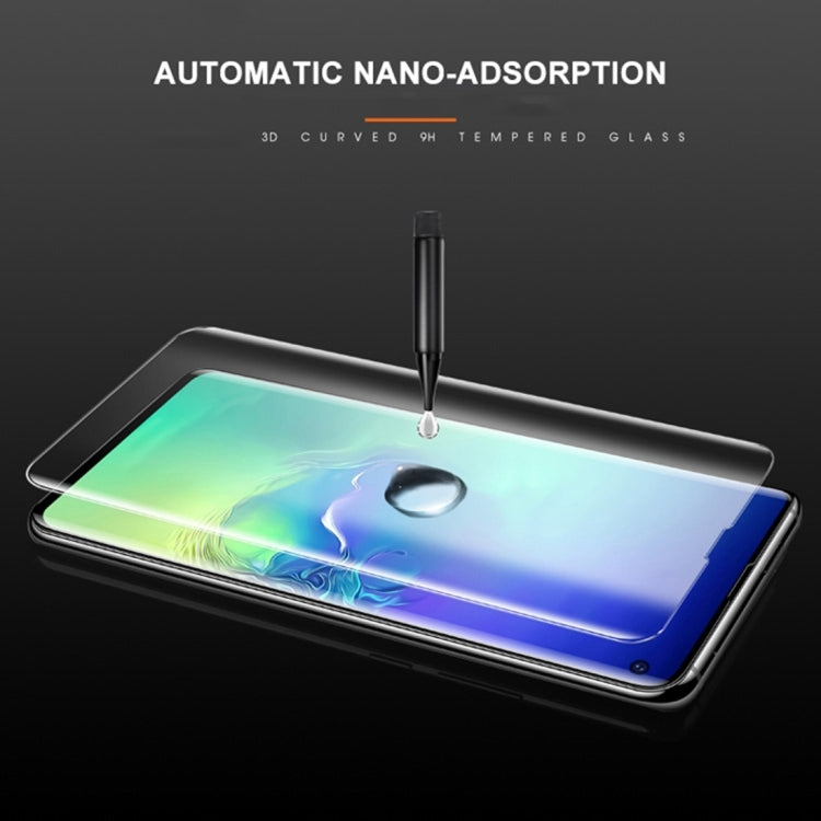 Curved tempered-glass style screen protector film with UV glue dropper