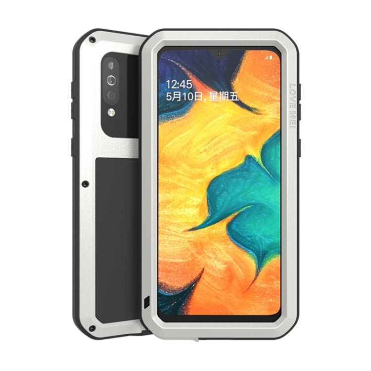 Silver shockproof, waterproof phone case with rugged edge protection