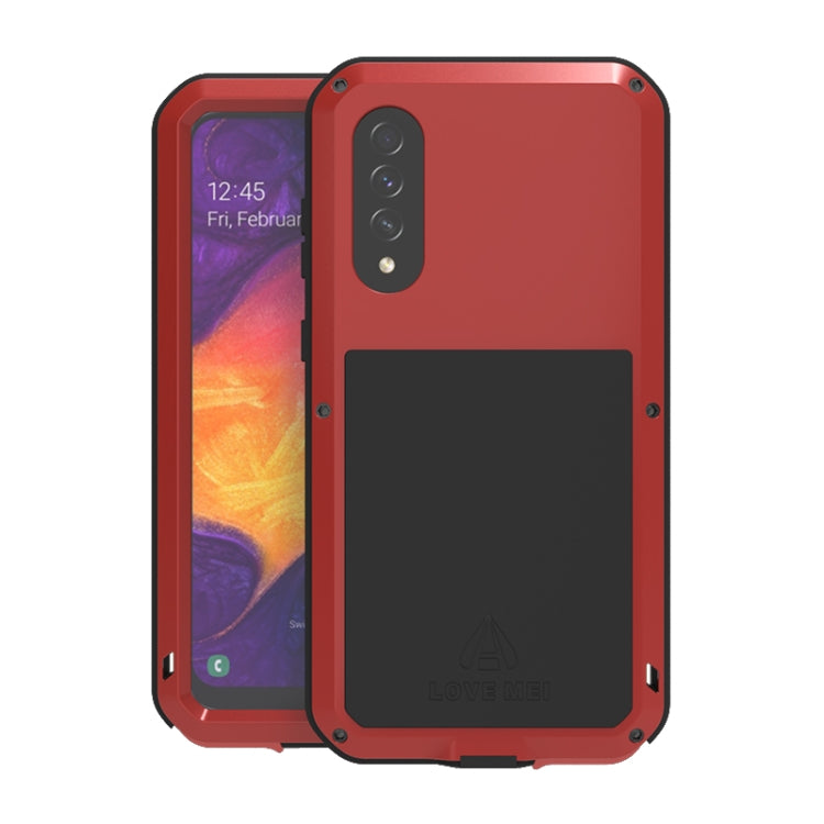 Red rugged phone case with raised screen bezel, back cover shown