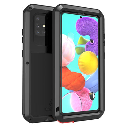 Black shockproof, waterproof phone case with raised screen protection