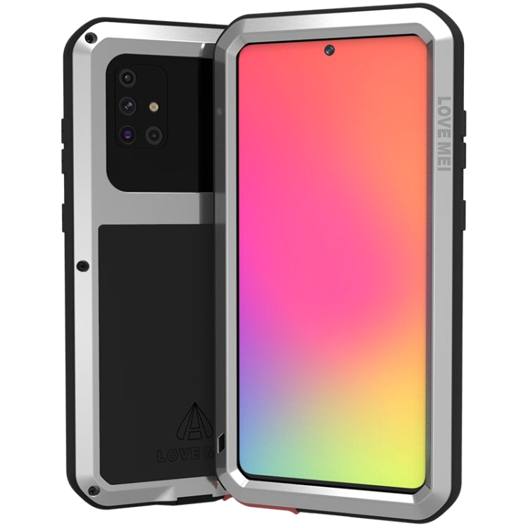 Silver shockproof, waterproof phone case with rugged bumper design