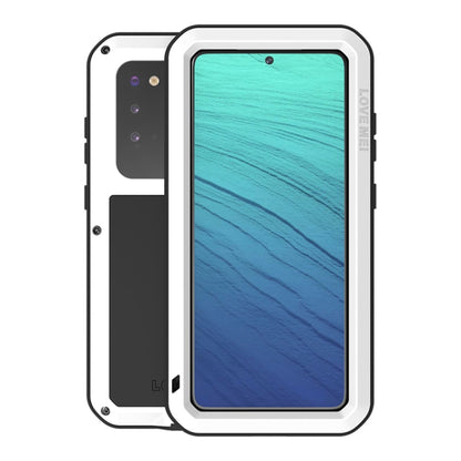 Shockproof waterproof phone case with white frame and dark back panel