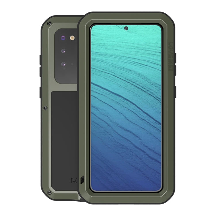 Olive green rugged phone case with dark back panel and clear front cover
