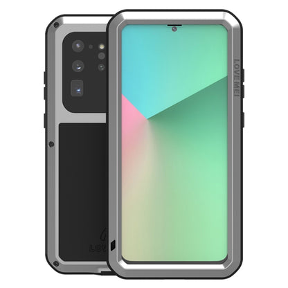 Gray rugged phone case with raised screen bezel, front and back shown