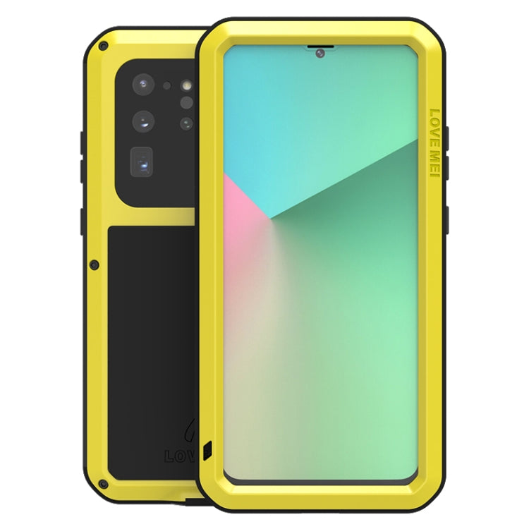 Shockproof waterproof phone case, yellow metal frame with clear front window