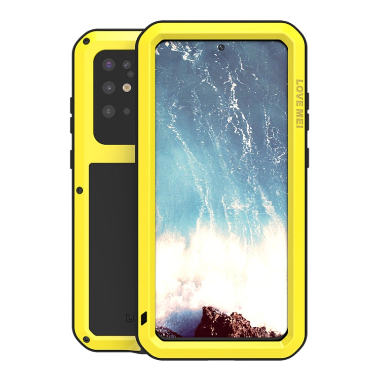 Yellow rugged phone case with clear front cover and raised edges