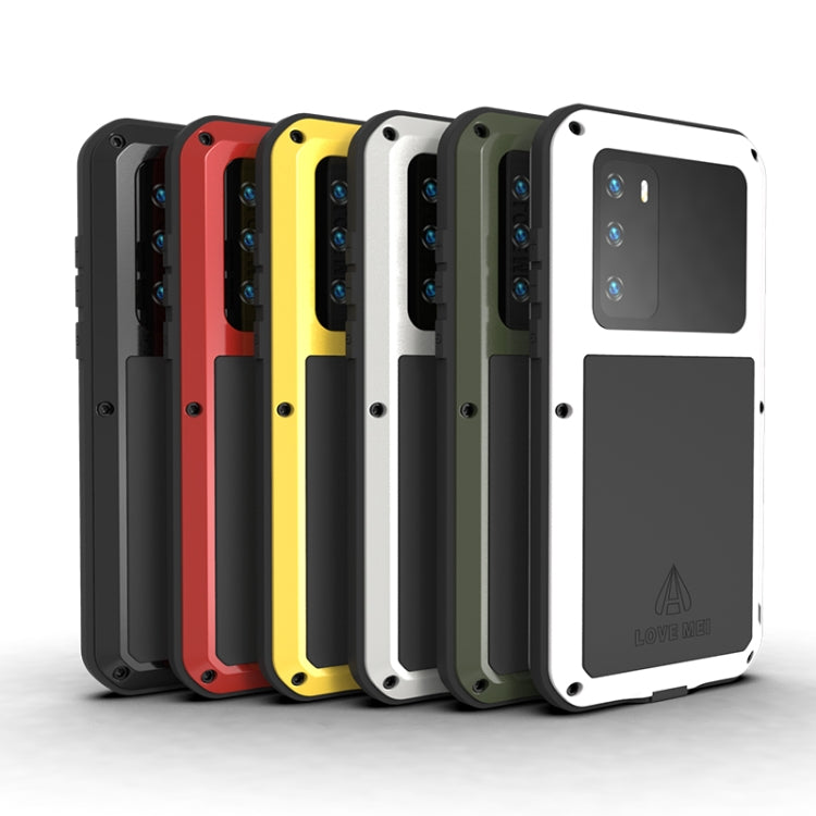 Rugged phone cases in multiple colors: black, red, yellow, white, and green