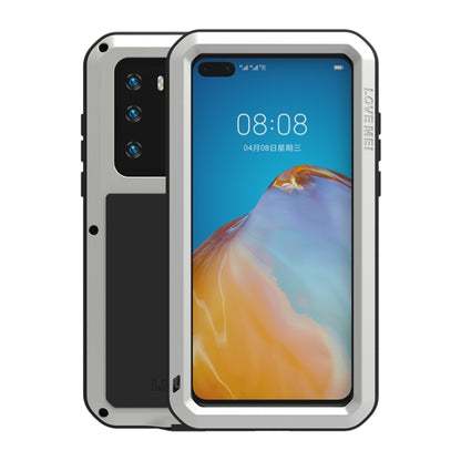 White and silver rugged phone case with raised screen bezel and camera openings