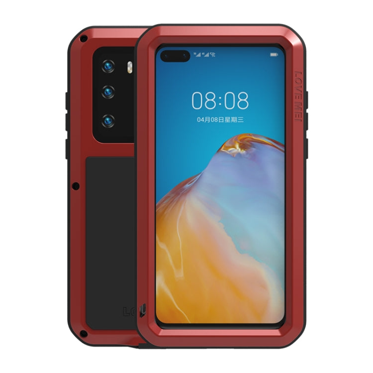 Red rugged phone case with raised screen bezel, front and back shown