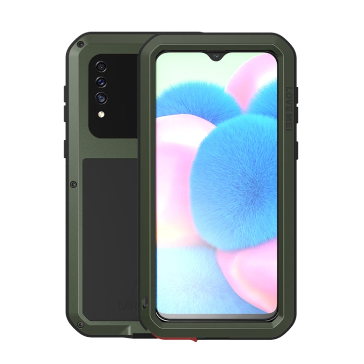 Army green shockproof waterproof dustproof phone case with raised edge screen protector
