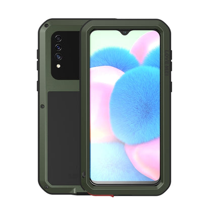 Army green shockproof waterproof dustproof phone case with raised edge screen protector