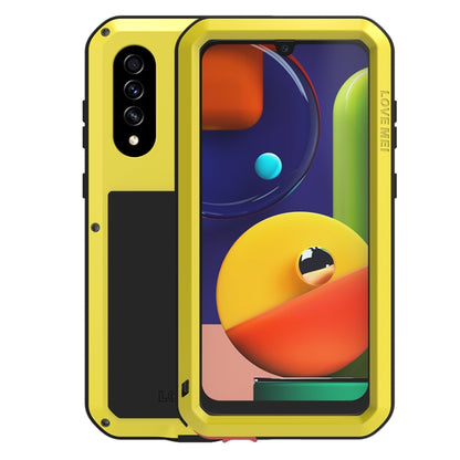 Yellow-green rugged phone case with clear front cover and port cutouts