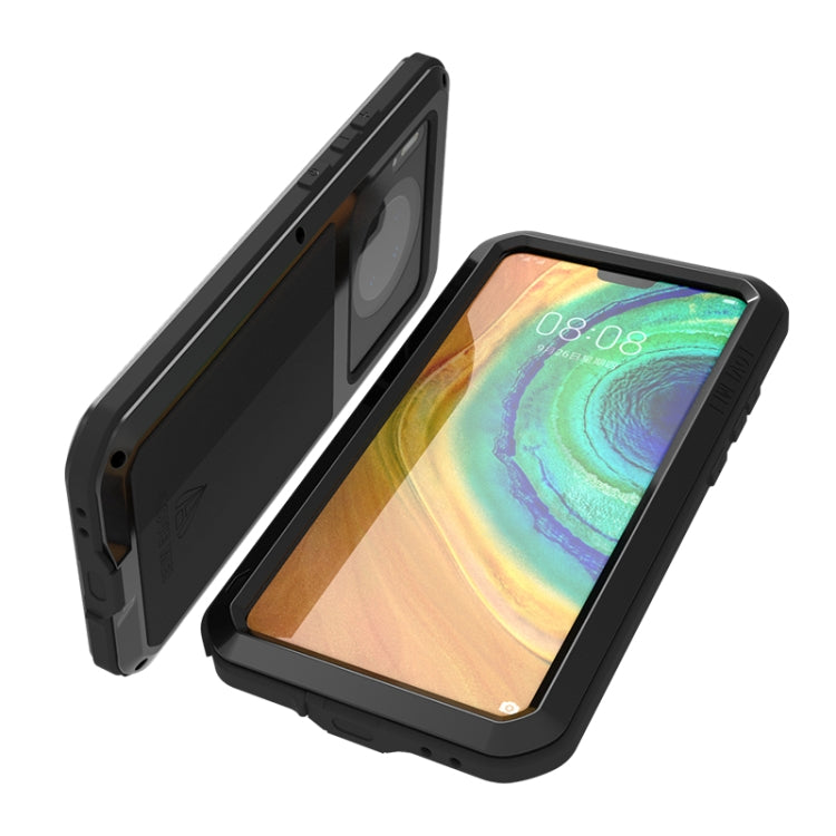 Black shockproof waterproof phone case with kickstand-style support and screen cover