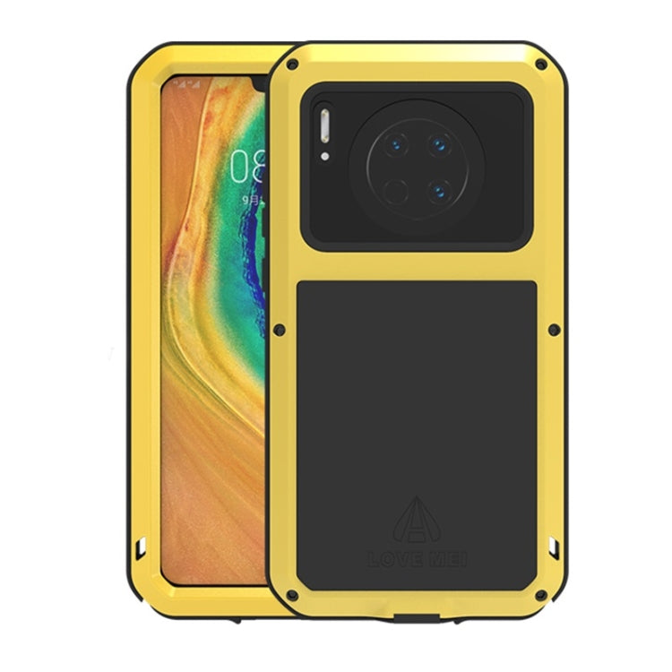 Metal shockproof waterproof phone case in gold with camera cutout and screen guard