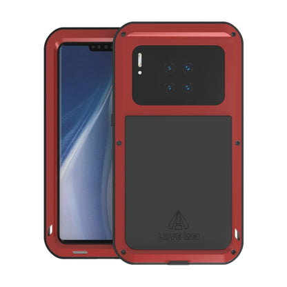 Red shockproof phone case with full front cover, camera shield, and bumper edges