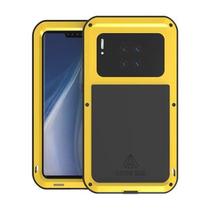 Metal shockproof waterproof case in gold with front cover and camera cutout