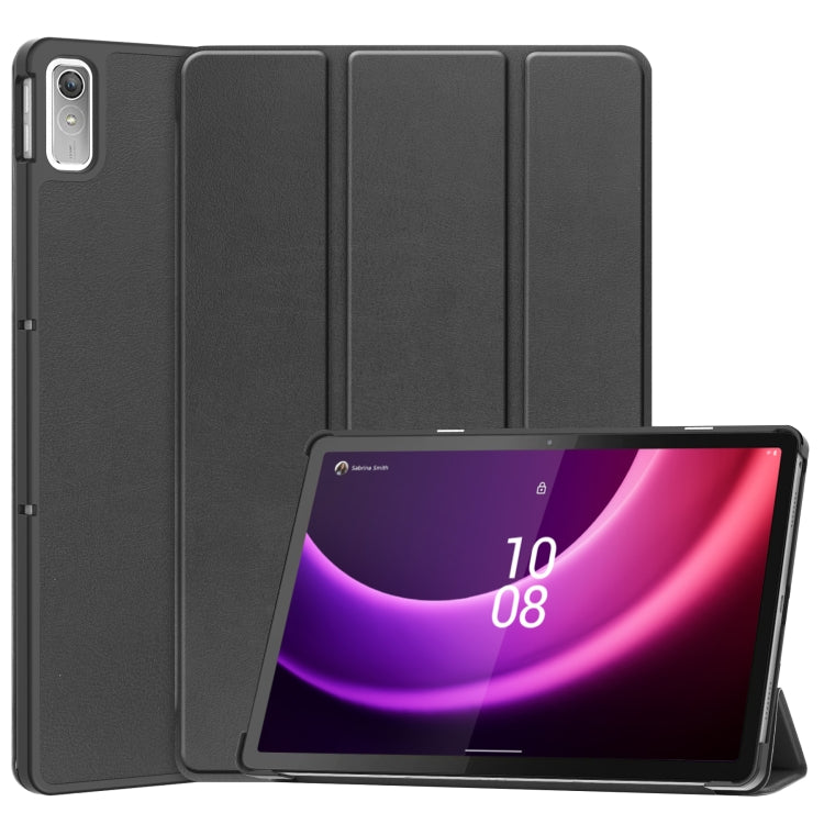 Three-fold leather smart tablet case with stand for dark grey tablet