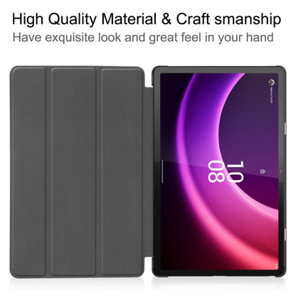 Dark grey three-fold tablet case with front stand and tablet view
