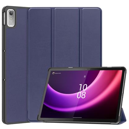 Three-fold leather smart tablet case with stand in dark blue