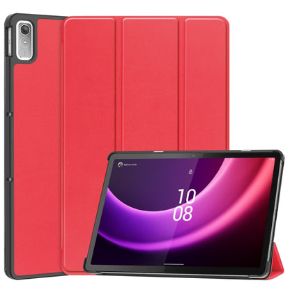 Red 3-fold leather smart tablet case with stand for Tab P11 Gen 2